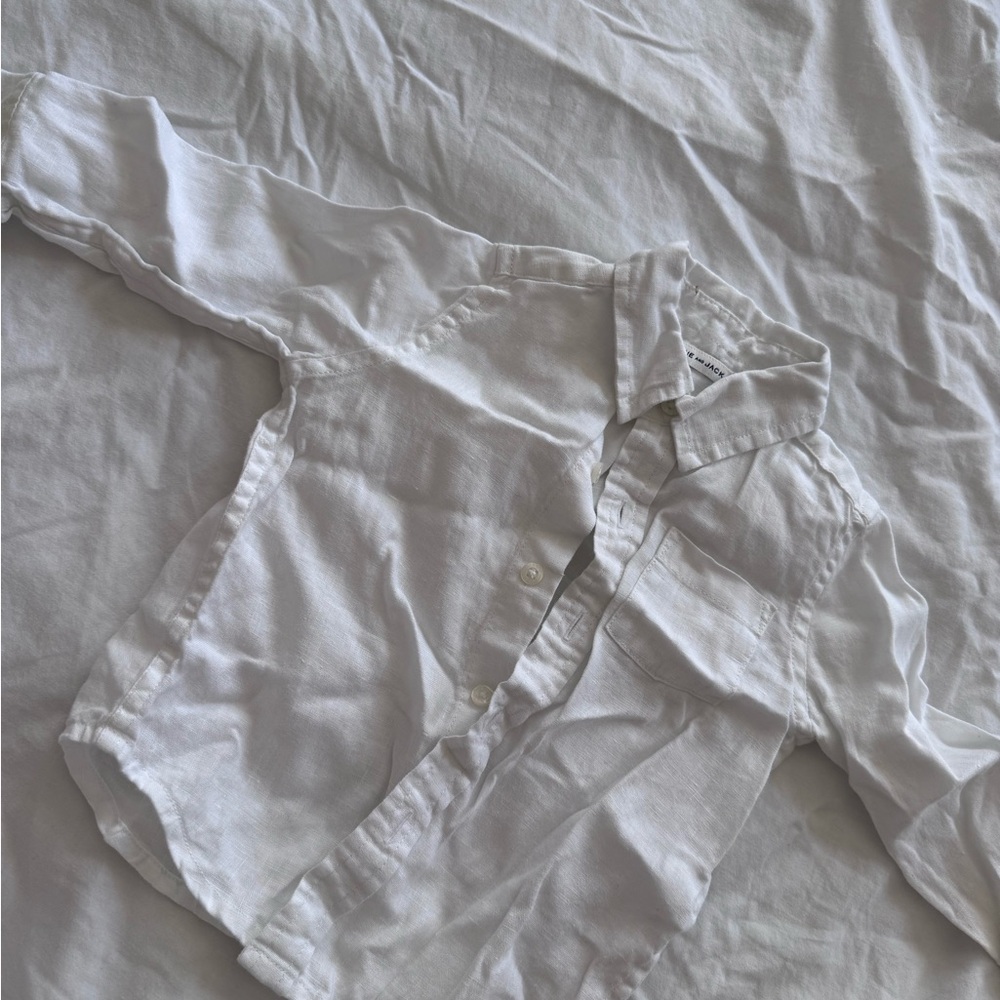 Janie and Jack White Linen Button-Up Shirt - toddler